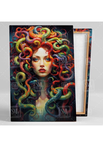 Medusa Yılan Başlı Kadın Yunan Mitolojisi Dikey Kanvas Tablo
