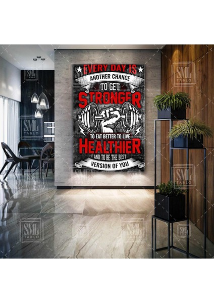Spor Salonu Motivasyon Duvar Yazısı Gym Motivation Dikey Kanvas Tablo