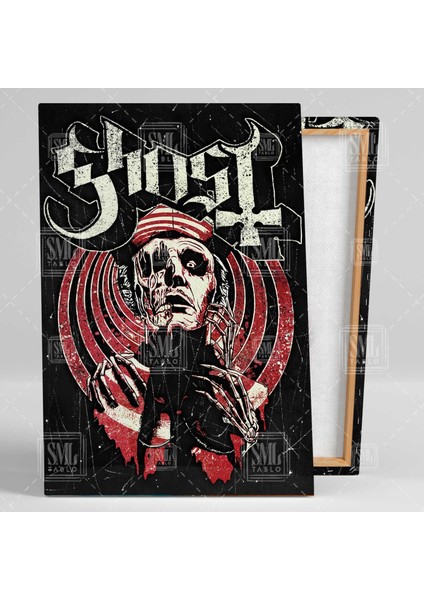Ghost Rock Müzik Grubu Müzik Rock Gotik Haç Zombi Dikey Kanvas Tablo