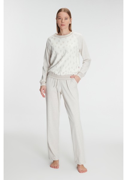 Kadın Uzun Kollu Sweatshirt Pantolon Takım Pijama Takımı 11241