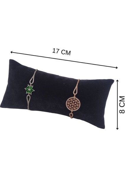 TeknoTrust Siyah Süet Yastık Düzenleyici, Bileklik, Saat ve Kelepçe Saklama, 8x17 cm fiyatları