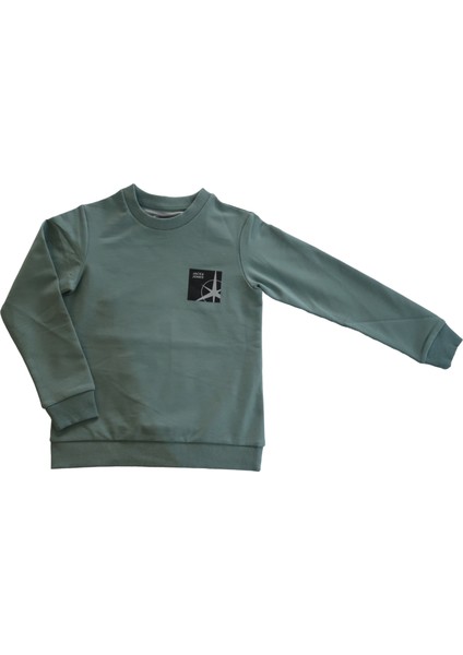 Fit Yeşil Erkek Şardonlu Sweatshirt