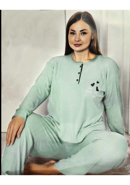Büyük Beden Interlok Anne Pijama Takımı 3208