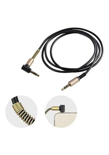 3.5mm Aux Kablosu Jak Erkek Erkek L Tipi 1 Metre Ses Aktarım Kablosu indirimleri