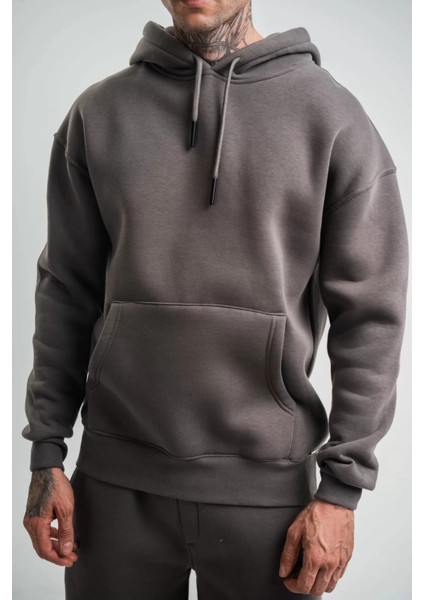 Oversize Kapüşonlu Basic Sweatshirt