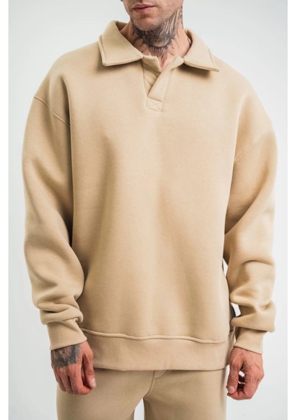 Oversize Polo Yaka Sweatshirt