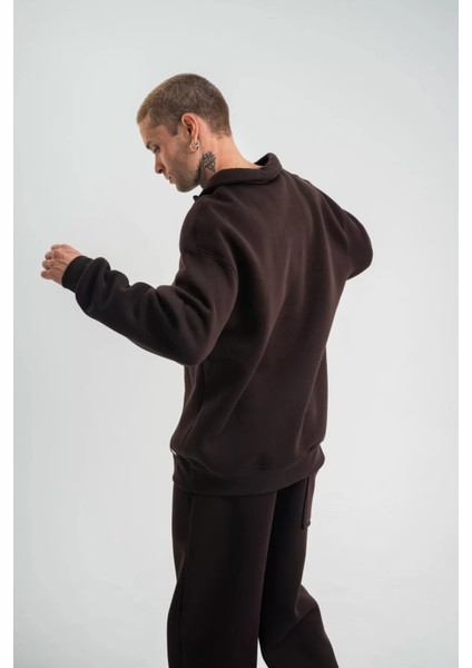 Oversize Polo Yaka Sweatshirt