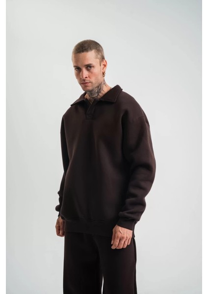 Oversize Polo Yaka Sweatshirt