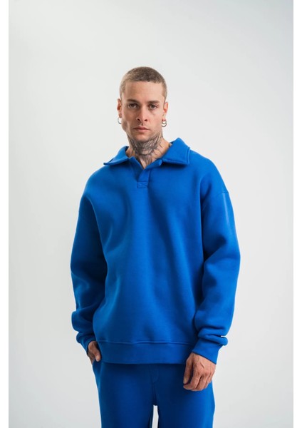 Oversize Polo Yaka Sweatshirt