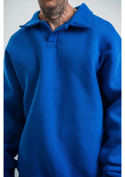 Oversize Polo Yaka Sweatshirt