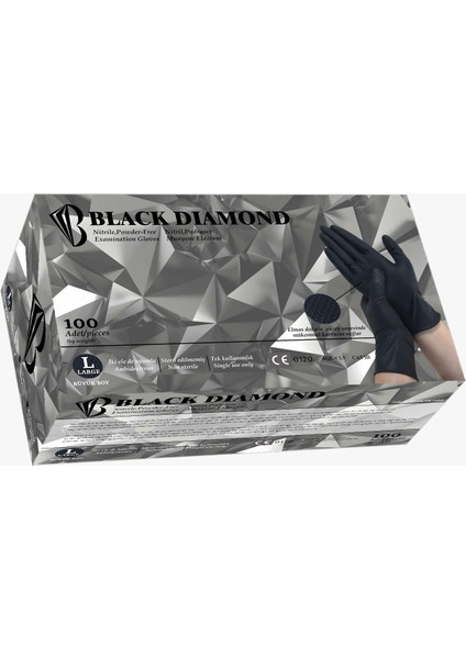 Black Dıamond(M) En Kalın, Elmas Dokulu Noktalı Yüzeye Sahip Pudrasız Siyah Nitril Eldiven 100'LÜ Paket Tamirci fiyatları