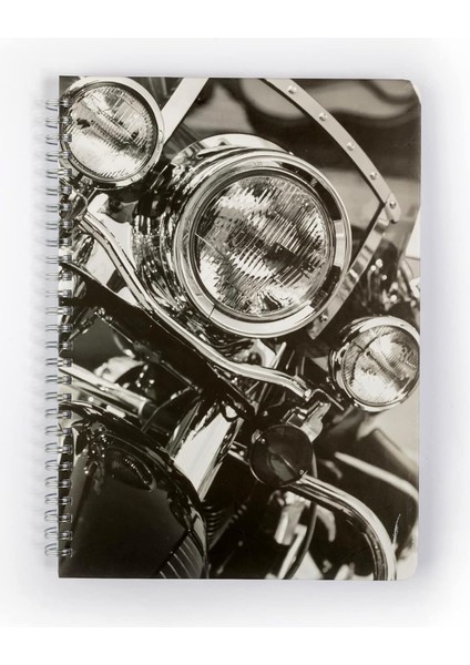 Lotus 17X24 cm Chopper Desenli Sert Karton Kapaklı Defter, 96 Yaprak, Kareli, Double Metal Spiral