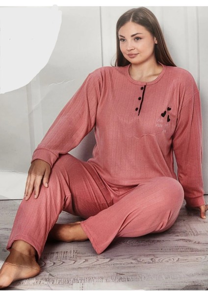 Büyük Beden Interlok Anne Pijama Takımı 3208