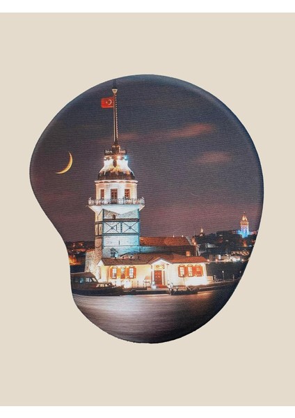 Gfc Life Store Serisi - Kız Kulesi Gece Baskılı Bilek Destekli Mouse Pad