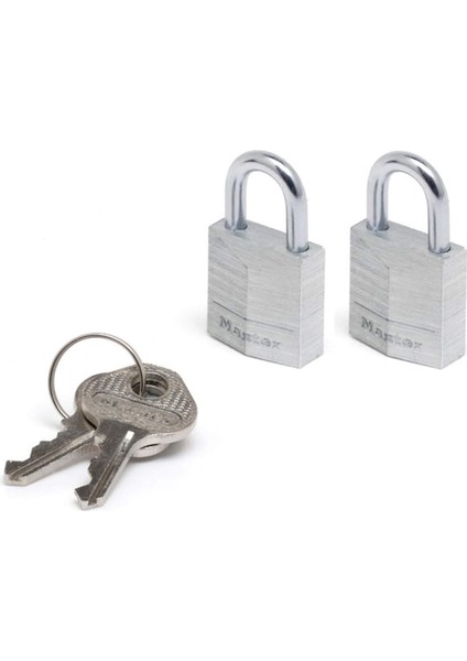 Lock 9120EURTCC 2 Adet Masif Alüminyumdan Yapılan Anahtarlı Asma Kilit Seti Gri, 2 x 3,4 x 1,4 cm