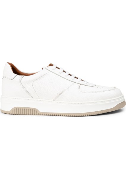 Hakiki Deri Beyaz Erkek Sneaker Ayakkabı - 01965MBYZE03