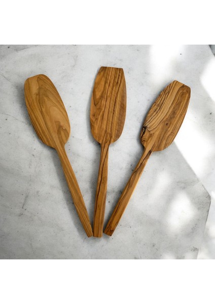 Zeytin Ağacı Orta Boy Spatula 3 Parça / Orta Boy El Yapımı Spatula 3 Parça