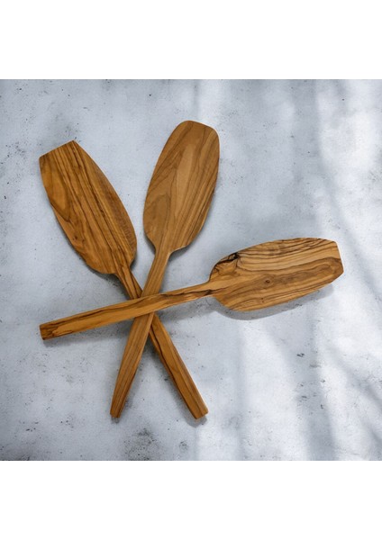 Zeytin Ağacı Orta Boy Spatula 3 Parça / Orta Boy El Yapımı Spatula 3 Parça