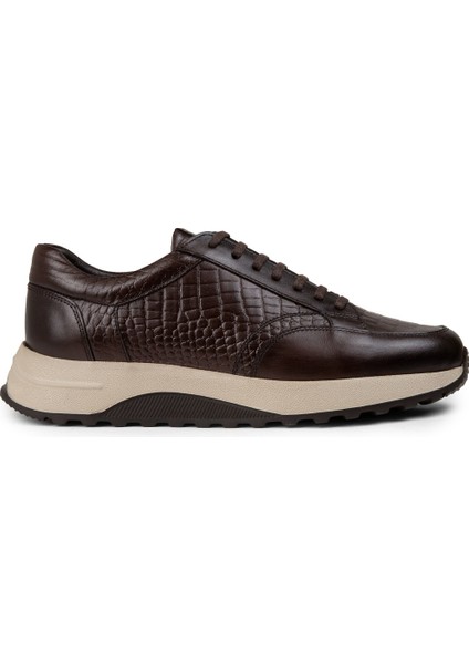 Hakiki Deri Kahverengi Erkek Sneaker Ayakkabı - 01984MKHVE01
