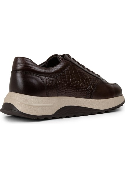 Hakiki Deri Kahverengi Erkek Sneaker Ayakkabı - 01984MKHVE01