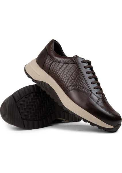 Hakiki Deri Kahverengi Erkek Sneaker Ayakkabı - 01984MKHVE01