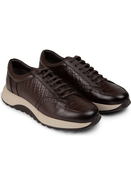 Hakiki Deri Kahverengi Erkek Sneaker Ayakkabı - 01984MKHVE01