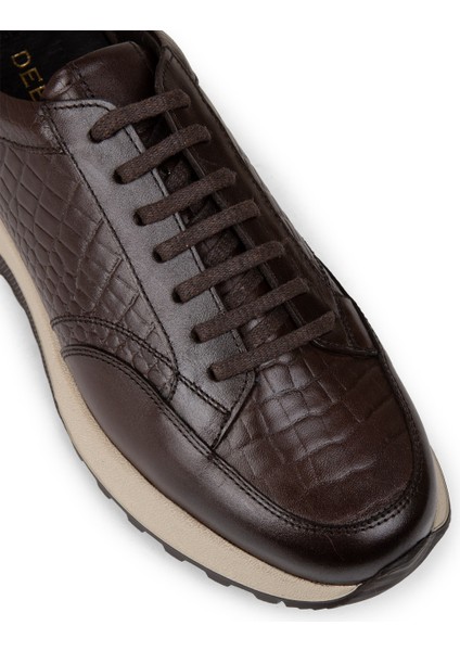 Hakiki Deri Kahverengi Erkek Sneaker Ayakkabı - 01984MKHVE01