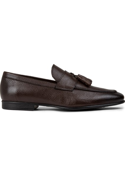 Hakiki Deri Kahverengi Erkek Püsküllü Loafer - 01989MKHVC01