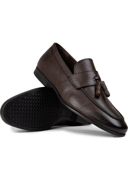 Hakiki Deri Kahverengi Erkek Püsküllü Loafer - 01989MKHVC01 modelleri