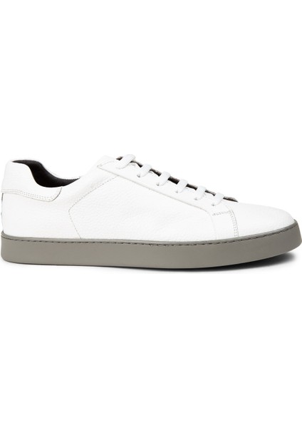 Hakiki Deri Beyaz Erkek Sneaker Ayakkabı - 01955MBYZC03