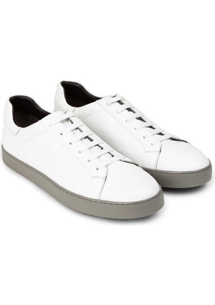 Hakiki Deri Beyaz Erkek Sneaker Ayakkabı - 01955MBYZC03 fırsatları