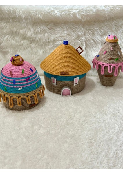 El Yapımı Tasarım 3’lü Düzenleyici Sepet Kahverengi / Tek Ebat fiyatları