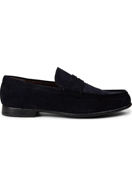 Hakiki Süet Lacivert Erkek Loafer Ayakkabı - 01510MLCVC06