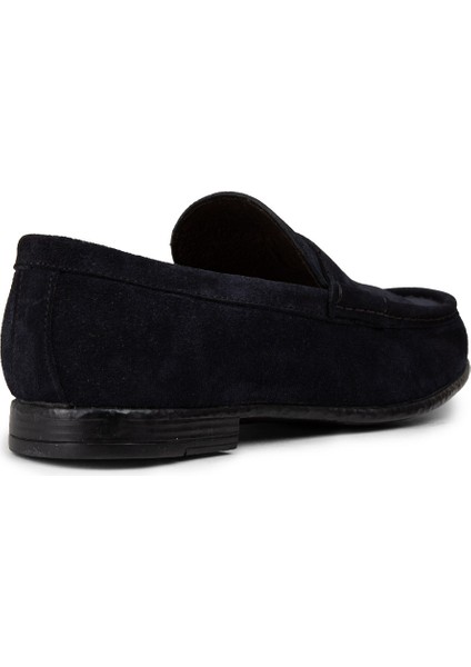 Hakiki Süet Lacivert Erkek Loafer Ayakkabı - 01510MLCVC06