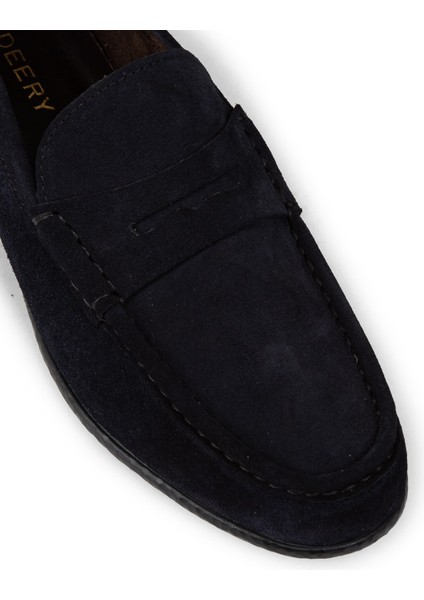 Hakiki Süet Lacivert Erkek Loafer Ayakkabı - 01510MLCVC06