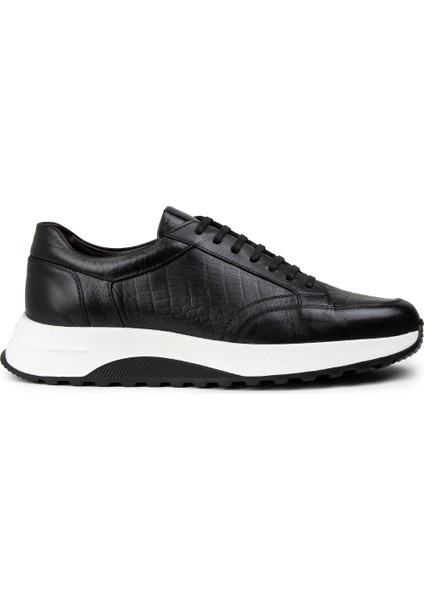 Deri Siyah Erkek Sneaker Ayakkabı - 01984MSYHE01