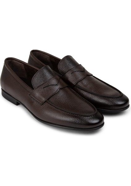 Hakiki Deri Kahverengi Erkek Loafer Ayakkabı - 01988MKHVC01 fırsatları