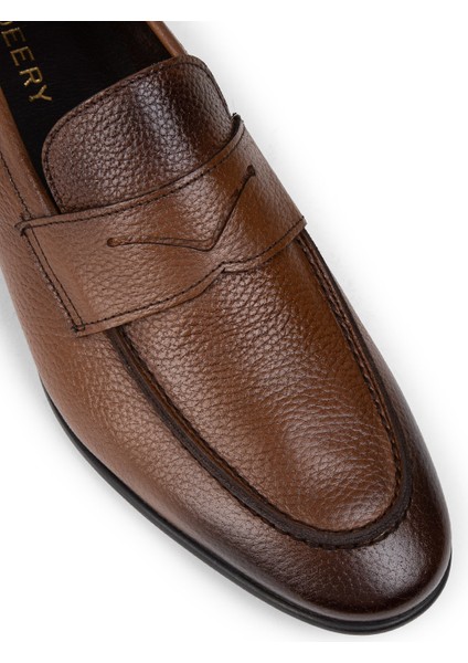 Hakiki Deri Taba Rengi Erkek Loafer Ayakkabı - 01988MTBAC01