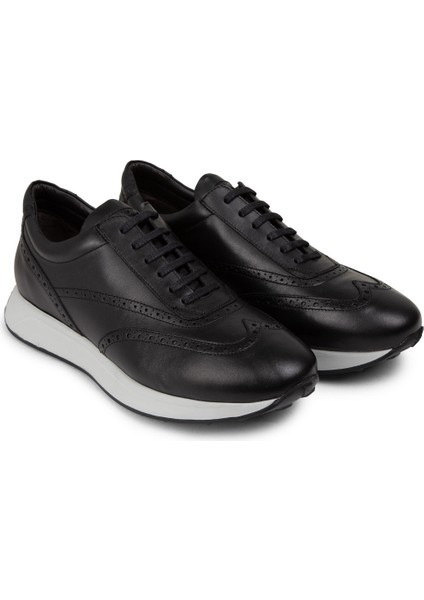 Hakiki Deri Siyah Erkek Sneaker Ayakkabı - 00750MSYHE06 fırsatları