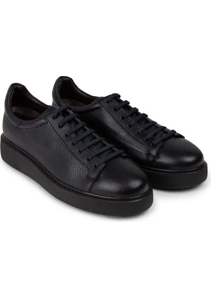 Hakiki Deri Lacivert Erkek Sneaker Ayakkabı - 01954MLCVE03 fırsatları