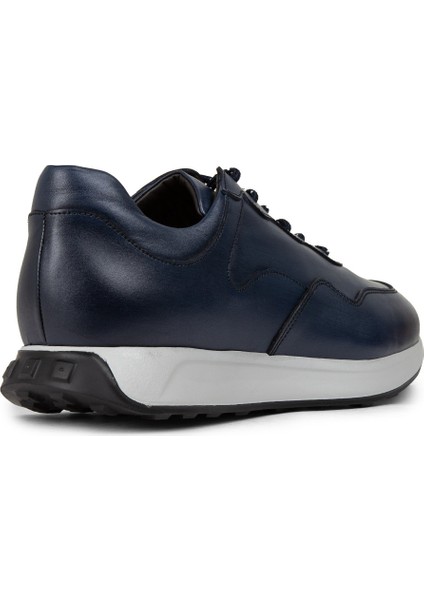 Hakiki Deri Lacivert Erkek Sneaker Ayakkabı - 01725MLCVE06