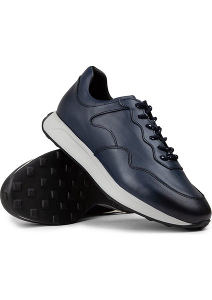 Hakiki Deri Lacivert Erkek Sneaker Ayakkabı - 01725MLCVE06