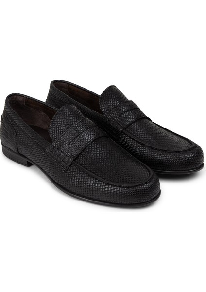 Hakiki Deri Siyah Erkek Loafer Ayakkabı - 01978MSYHC10 fırsatları