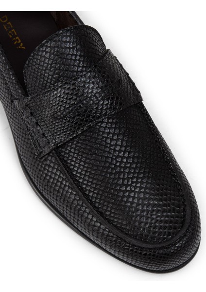 Hakiki Deri Siyah Erkek Loafer Ayakkabı - 01978MSYHC10 indirimleri