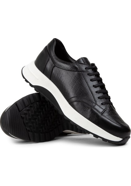 Deri Siyah Erkek Sneaker Ayakkabı - 01984MSYHE01