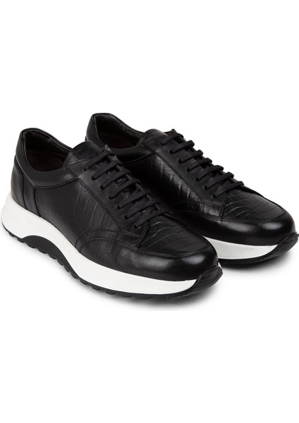 Deri Siyah Erkek Sneaker Ayakkabı - 01984MSYHE01