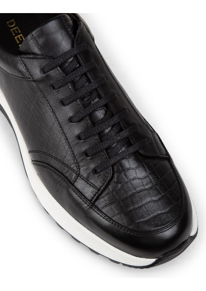 Deri Siyah Erkek Sneaker Ayakkabı - 01984MSYHE01