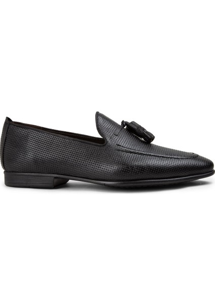 Hakiki Deri Siyah Erkek Loafer Ayakkabı - 01701MSYHC28