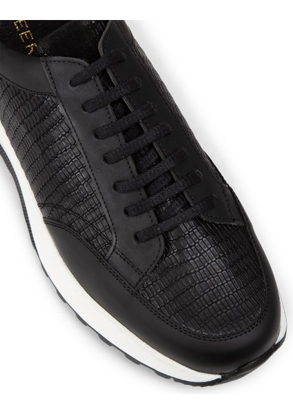Hakiki Deri Siyah Erkek Sneaker Ayakkabı - 01984MSYHE02 indirimleri