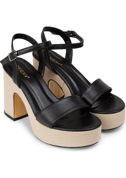Siyah Platform Topuk Kadın Sandalet - K1040ZSYHM01 modelleri